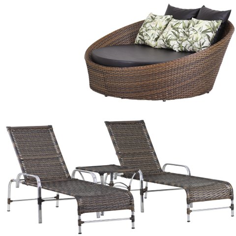 Kit - Chaise em Alumínio com 2 Espreguiçadeiras Catar Reguláveis com Almofadas Impermeáveis para Pis