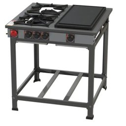 Fogão 2 Bocas 30 x 30 Baixa Pressão 1Qs 1Qd Semi-Industrial com Chapa e Painel - Itajobi Fogões - 1