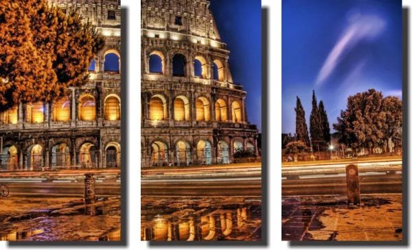 Quadro Decorativo Itália Roma Ponto Turístico Varias Peças - 3 Peças - 1