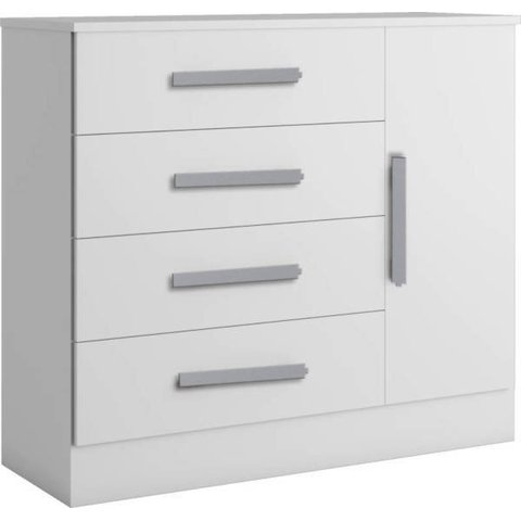 Cômoda para Quarto 4 Gavetas com Sapateira - Zeus-branco - Bianchi Móveis