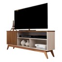 Ver imagem 3 de Rack de TV 50" 55" Retro para Apartamento Pequeno Malbec Wood Anto:Ripado/Off White Freijo