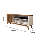 Ver imagem 2 de Rack de TV 50" 55" Retro para Apartamento Pequeno Malbec Wood Anto:Ripado/Off White Freijo