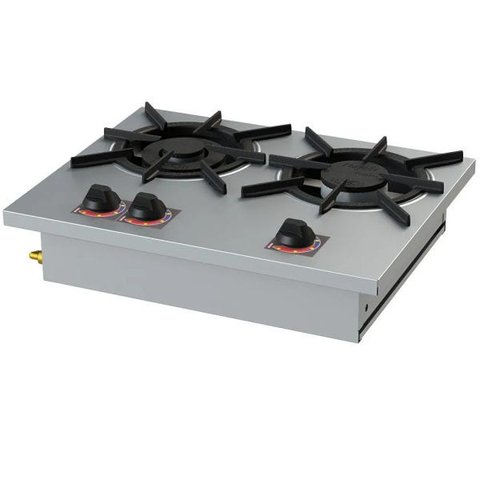 Fogão 2 Bocas 20x20 1 Queimador Simples e 1 Queimador Duplo Alvenaria Inox Itajobi Fogões