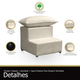 Escada Escadinha 2 Degraus Para Maca Estetica Com Almofada Resistente + Capa Protetora Luxo Clinica  - 5