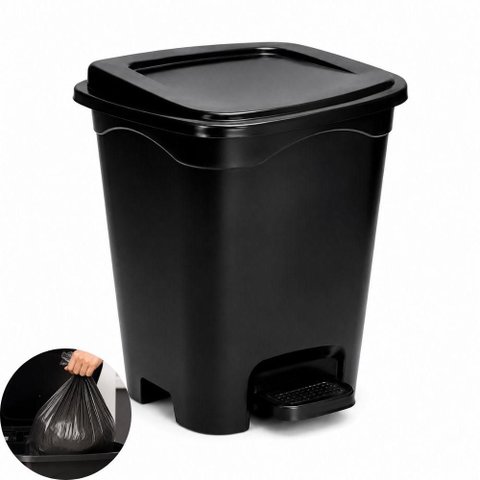 Lixeira com Pedal 13 Litros Preta Cesto Cozinha Banheiro