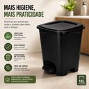 Ver imagem 3 de Lixeira com Pedal 13 Litros Preta Cesto Cozinha Banheiro