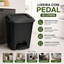 Ver imagem 6 de Lixeira com Pedal 13 Litros Preta Cesto Cozinha Banheiro
