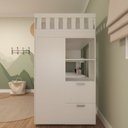 Ver imagem 4 de Cama Solteiro Alta Sky com Escrivaninha, Armários e Gavetas
