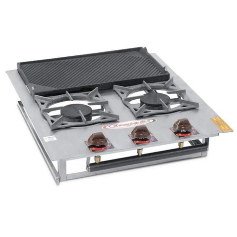 Fogão 2 Bocas Alvenaria Inox 2Q Simples Baixa Pressão com Chapa - Itajobi Fogões