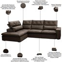 Ver imagem 3 de Sofá 3 Lugares Retrátil Reclinável Chaise Esquerdo 258cm Bergen F04 Veludo Marrom Escuro - Lyam
