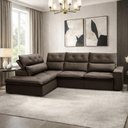 Ver imagem 1 de Sofá 3 Lugares Retrátil Reclinável Chaise Esquerdo 258cm Bergen F04 Veludo Marrom Escuro - Lyam