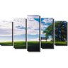 Quadro Paisagem Banco no Gramado Verde Vários Tamanhos - 5 peças - 1