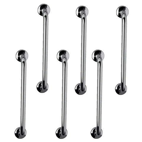 Barra Alça Apoio 40cm Kit 6 Uni Aço Inox Suporte Idoso Gestante Cadeirante Pcd Criança Corrimao Esca