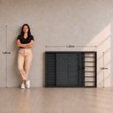 Ver imagem 3 de Veneziana 3 Folhas com Grade Horizontal Fecho Embutido Alumínio com Vidro 120cm x 100cm x 7cm