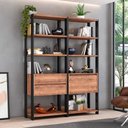 Ver imagem 2 de Estante Livreiro 1 Porta 2 Gavetas Estilo Industrial Chess F04 Preto/Solanum - Mpozenato