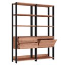 Ver imagem 3 de Estante Livreiro 1 Porta 2 Gavetas Estilo Industrial Chess F04 Preto/Solanum - Mpozenato