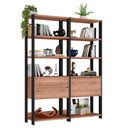 Ver imagem 1 de Estante Livreiro 1 Porta 2 Gavetas Estilo Industrial Chess F04 Preto/Solanum - Mpozenato