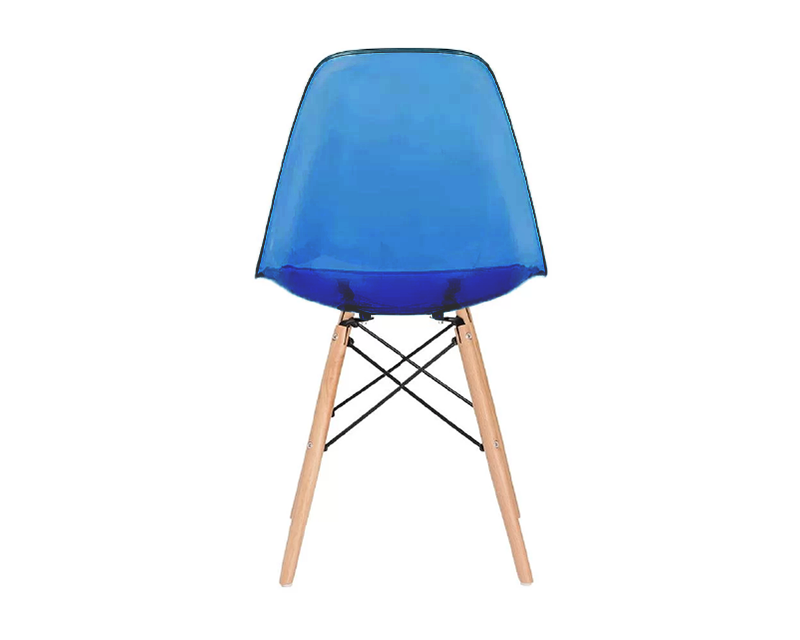 Cadeira Charles Eames Eiffel Acrílico Azul Transparente Base Madeira Sala Cozinha Jantar - 3
