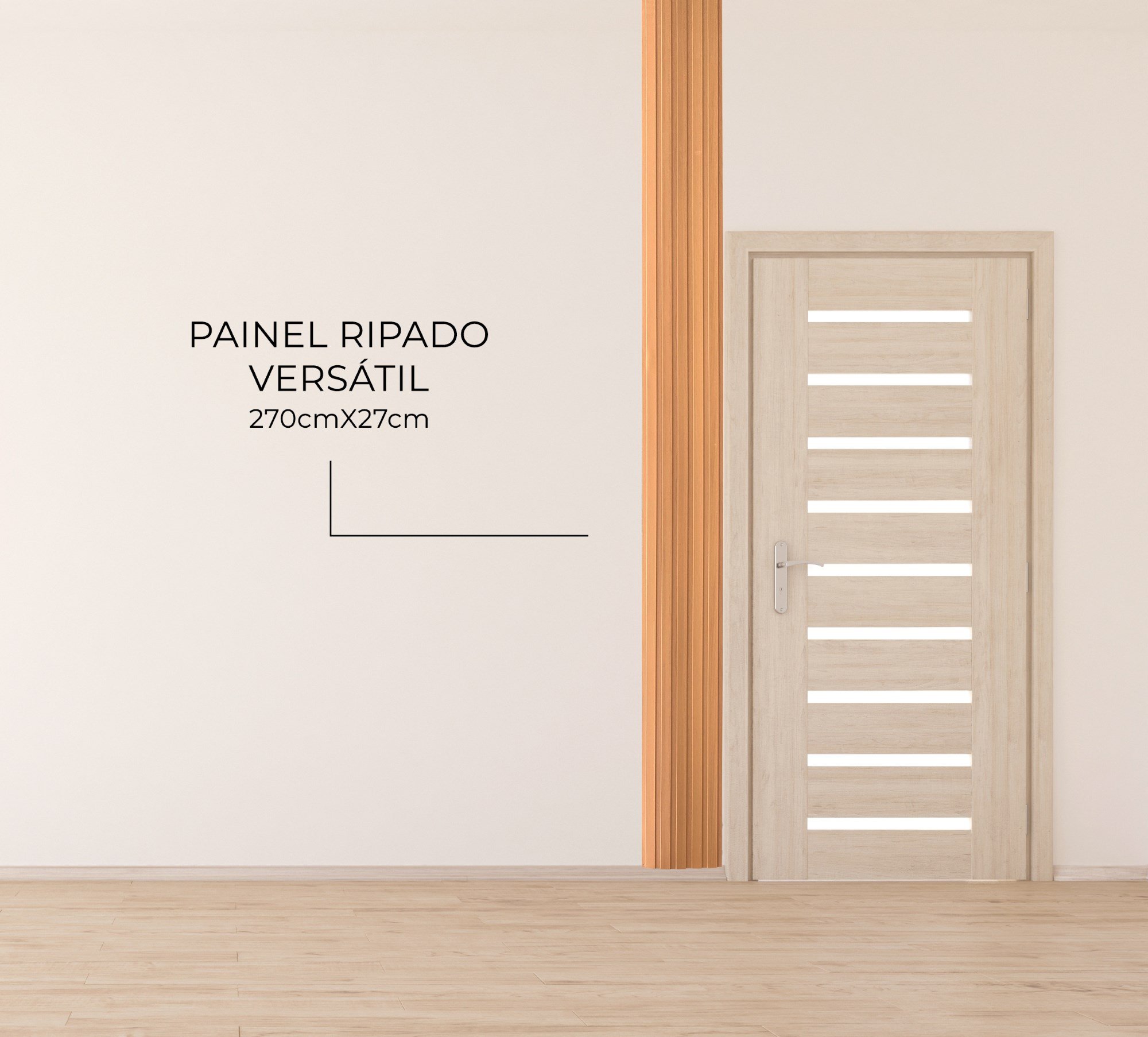 Painel Ripado Versátil 270x27cm: 01 Unid. (0,73m²) Polietileno - Talatto Painéis - Branco Tx - 4