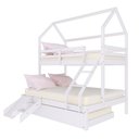 Ver imagem 2 de Treliche Casinha Casal/solteiro Slim Rb e Mini Escada/escorregador Madeira Maciça Branco Housin