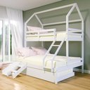 Ver imagem 1 de Treliche Casinha Casal/solteiro Slim Rb e Mini Escada/escorregador Madeira Maciça Branco Housin