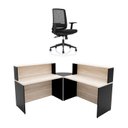 Ver imagem 1 de Balcão de Atendimento em L 120x60cm para Loja e Recepção + Cadeira Ergonômica Netflex Reclinável