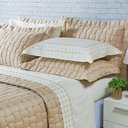Ver imagem 3 de Kit Cobre Leito Colcha Garland Super King 100% Algodão 400 Fios Acetinado Bordado 5 Peças - Bege