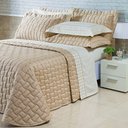Ver imagem 4 de Kit Cobre Leito Colcha Garland Super King 100% Algodão 400 Fios Acetinado Bordado 5 Peças - Bege