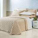 Ver imagem 1 de Kit Cobre Leito Colcha Garland Super King 100% Algodão 400 Fios Acetinado Bordado 5 Peças - Bege
