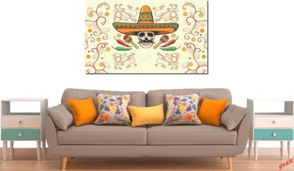 Quadro Decorativo Caveira Mexicana Varias Peças Para Sala e Quarto m2 - 3 Peças - 2