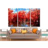 Quadro Decorativo Natureza Lago Com Arvores Laranjas Varias Peças - 3 Peças - 2