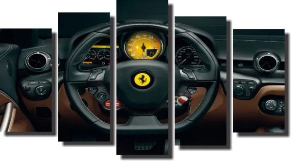 Quadro Decorativo Volante de Ferrari Varias Peças - 5 peças - 1