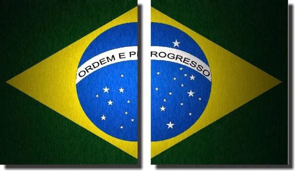 Quadro Decorativo Bandeira Nacional do Brasil Varias Peças - 2 Peças - 1