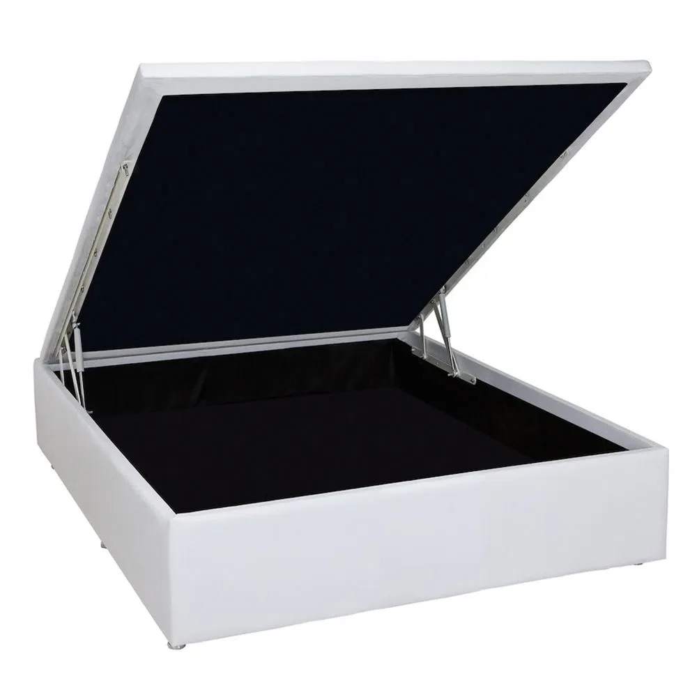 Box Baú Casal Suede Branco 138x188 - 3