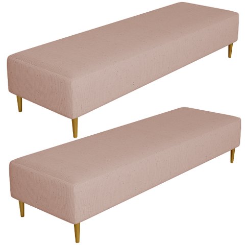 Kit 02 Puffs Decorativo Sala de Estar Bali W01 Pés Palito 170x60cm Linho Rosê - Lyam Decor
