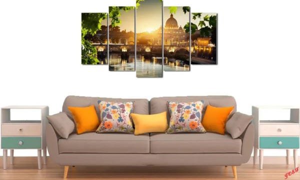 Quadro Decorativo Paisagem Basilica Vaticano Varias Peças Para Sala e Quarto - 5 peças - 2