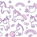 Ver imagem 2 de Papel de Parede Infantil - Unicórnios Rosa Arte Destaque 2 Metros