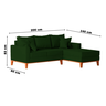 Sofá 3 Lugares Beny com Chaise Direito Suede Verde - 5
