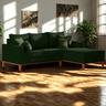 Sofá 3 Lugares Beny com Chaise Direito Suede Verde - 1