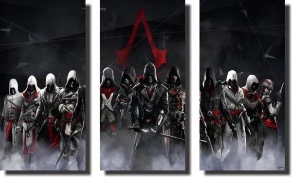Quadro Decorativo Assassin's Creed Varias Peças M5 - 3 Peças - 1