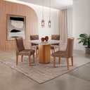 Ver imagem 1 de Mesa de Jantar Eloise 90cm Tampo Mdf Vidro Canto Copo com 4 Cadeiras Isadora Moderna Mobília