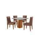 Ver imagem 2 de Mesa de Jantar Eloise 90cm Tampo Mdf Vidro Canto Copo com 4 Cadeiras Isadora Moderna Mobília