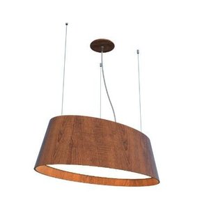 Pendente Fox Lustres Oval 21x80x40cm Madeira e Mdf 4xe27 Cor:cocoa Brown