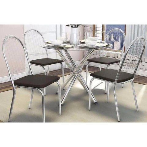 Mesa Cozinha Volga 95 + 4 Cad Noruega Cromado Kappesberg