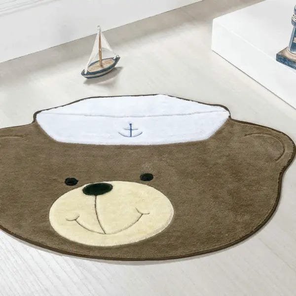 Tapete para Decoração de Quarto Infantil de Pelúcia Antiderrapante Formato Urso Marinheiro Cor:  - 2