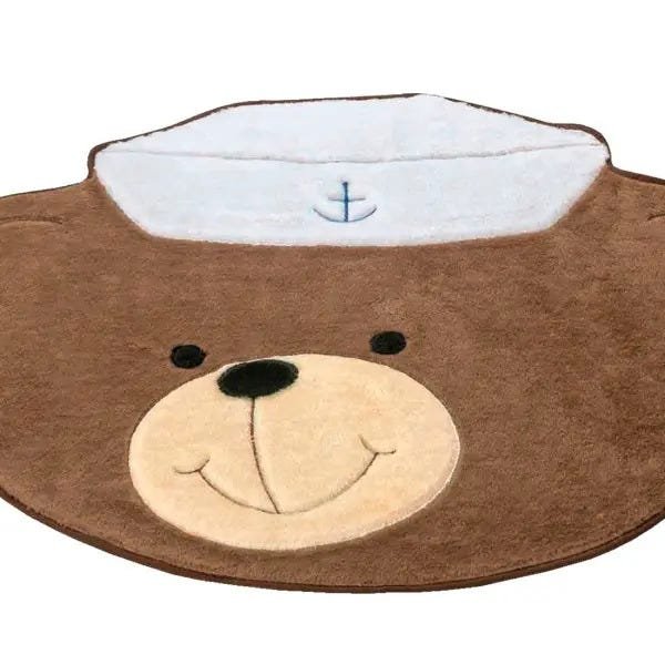 Tapete para Decoração de Quarto Infantil de Pelúcia Antiderrapante Formato Urso Marinheiro Cor:  - 3