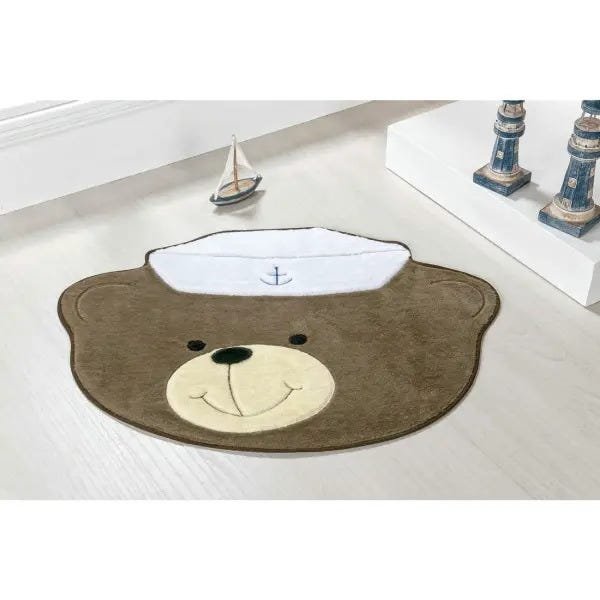 Tapete para Decoração de Quarto Infantil de Pelúcia Antiderrapante Formato Urso Marinheiro Cor:  - 1