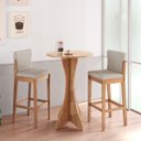 Ver imagem 7 de Conjunto Mesa Bistrô Alta 2 Banquetas Madeira Arezzo Estofadas Amêndoa Cbmba60