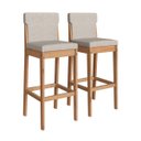 Ver imagem 3 de Conjunto Mesa Bistrô Alta 2 Banquetas Madeira Arezzo Estofadas Amêndoa Cbmba60