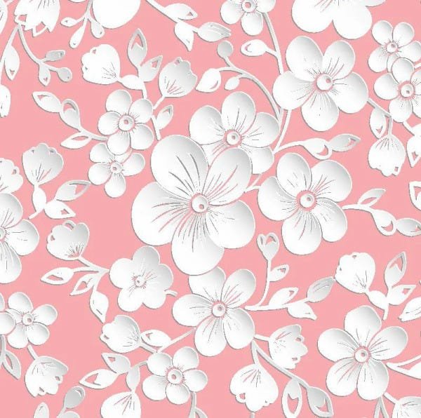 Papel parede floral 3d rolo - Rosa - 1